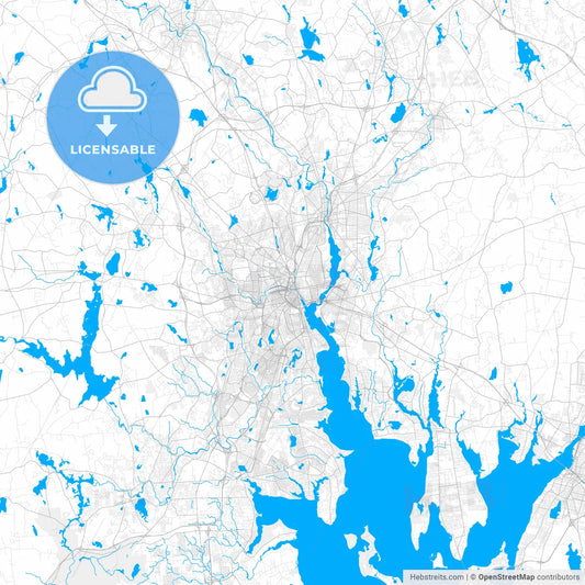 Rich detailed vector map of Providence, Rhode Island, USA