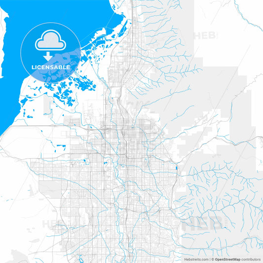 Rich detailed vector map of Salt Lake City, Utah, USA