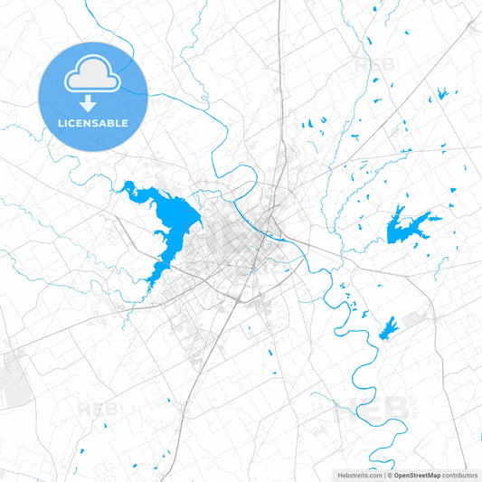Rich detailed vector map of Waco, Texas, USA