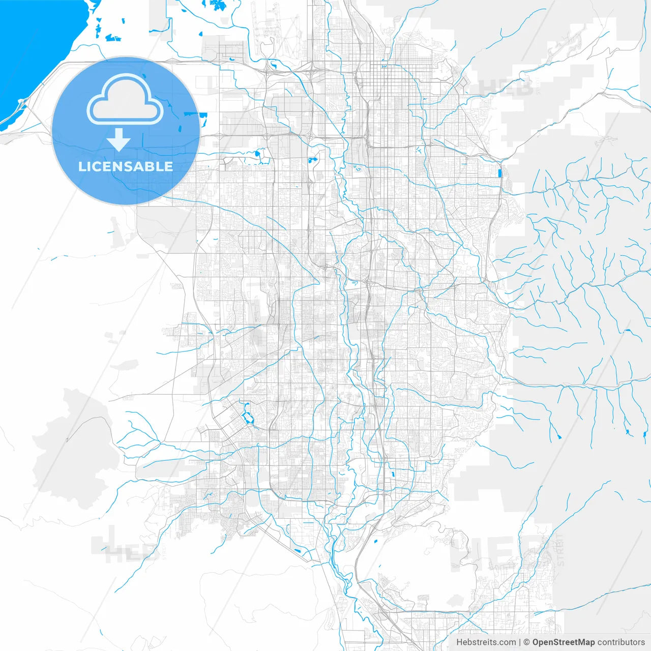 Rich detailed vector map of West Jordan, Utah, USA