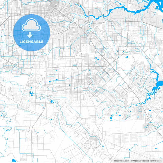 Rich detailed vector map of Pearland, Texas, USA