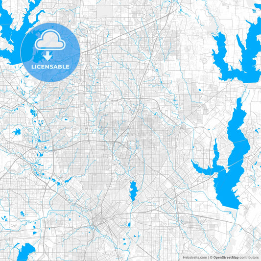 Rich detailed vector map of Richardson, Texas, USA