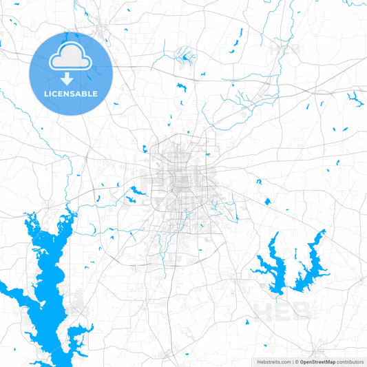 Rich detailed vector map of Tyler, Texas, USA