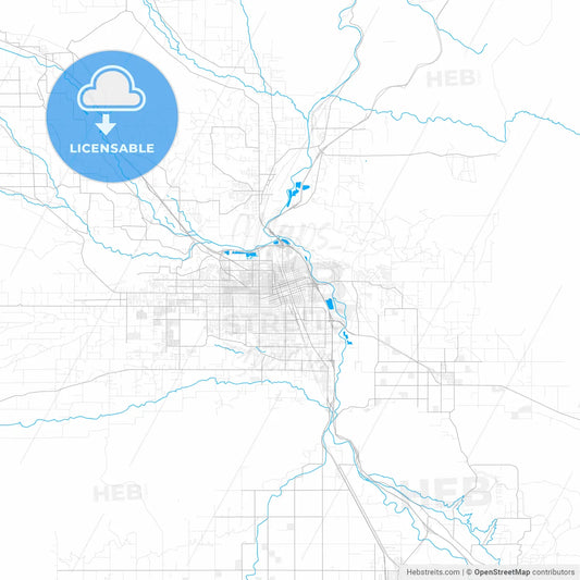 Rich detailed vector map of Yakima, Washington, USA