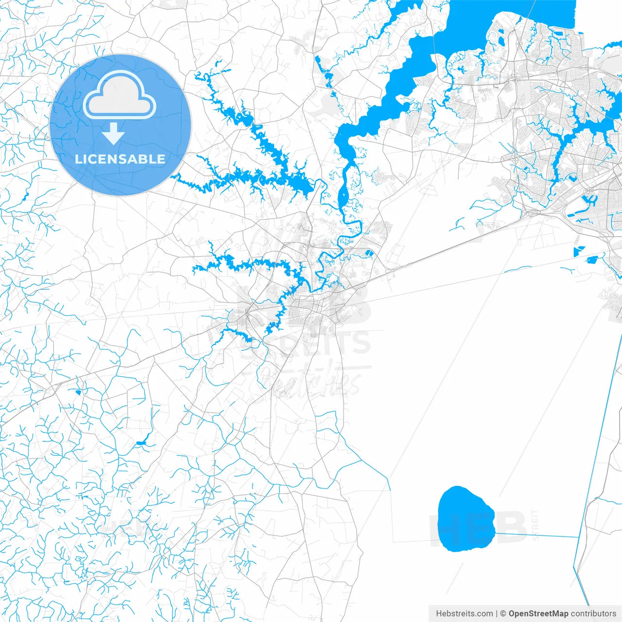 Rich detailed vector map of Suffolk, Virginia, USA