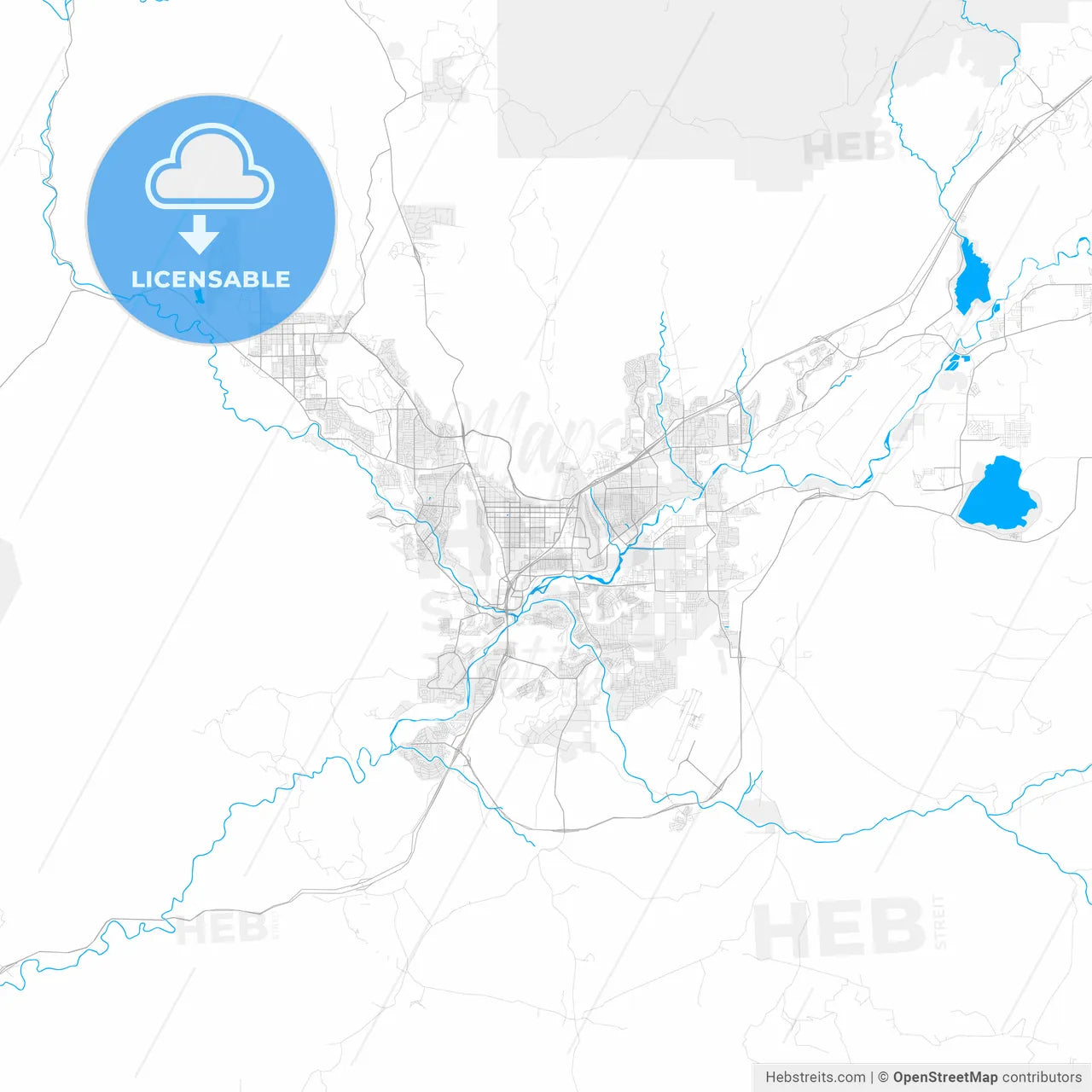 Rich detailed vector map of St. George, Utah, USA