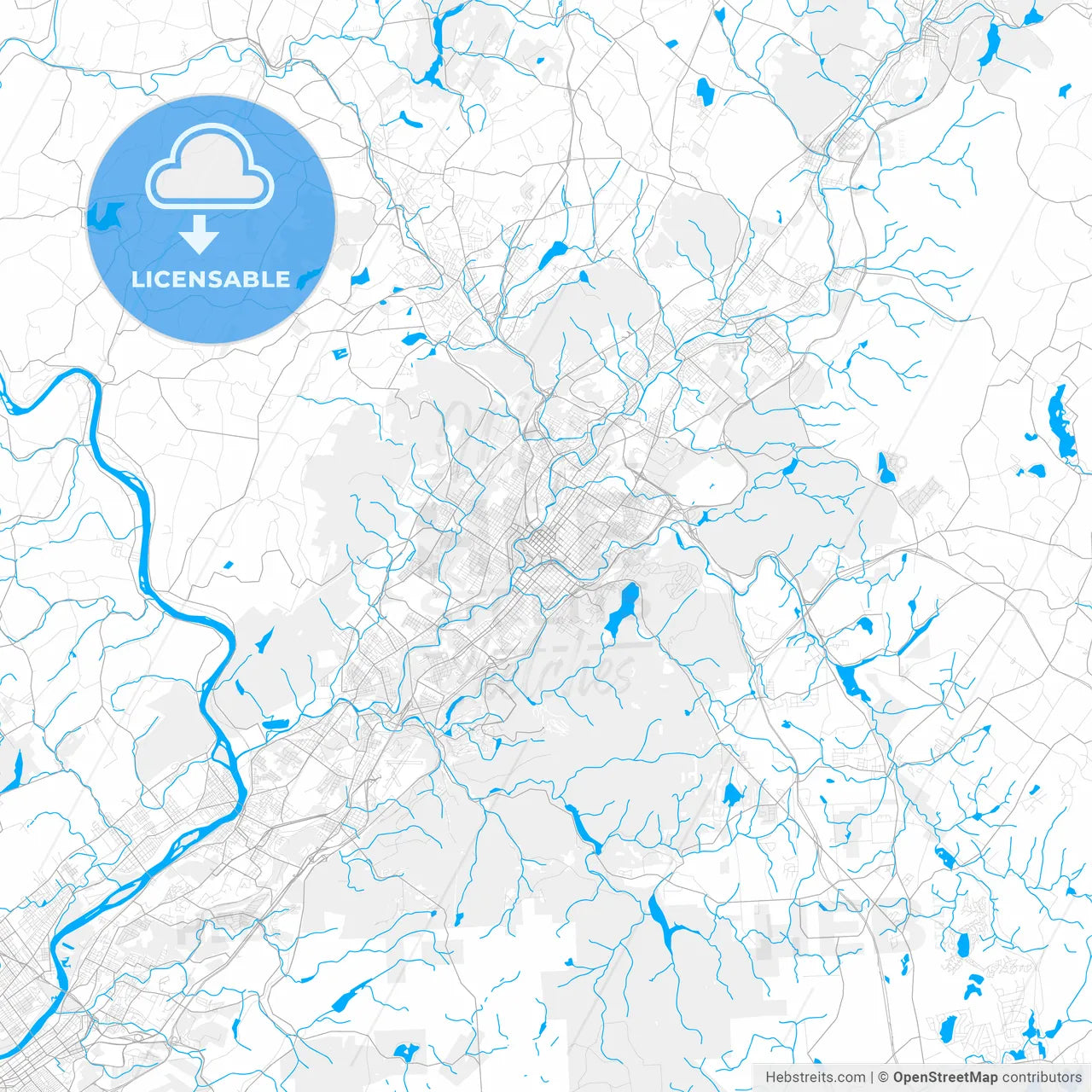 Rich detailed vector map of Scranton, Pennsylvania, USA