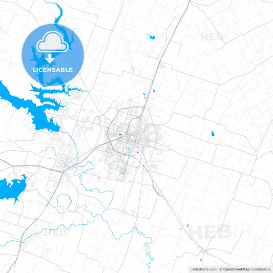 Rich detailed vector map of Temple, Texas, USA