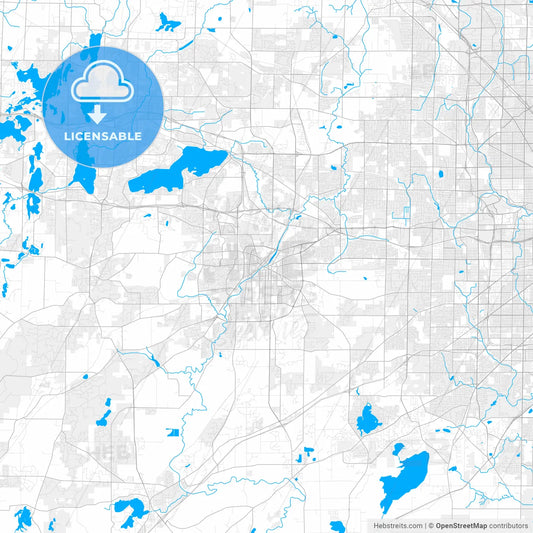 Rich detailed vector map of Waukesha, Wisconsin, USA