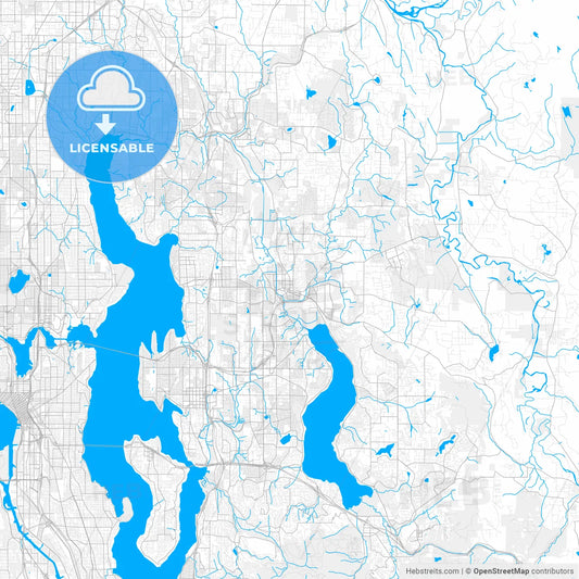 Rich detailed vector map of Redmond, Washington, USA