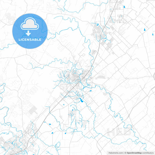 Rich detailed vector map of San Marcos, Texas, USA