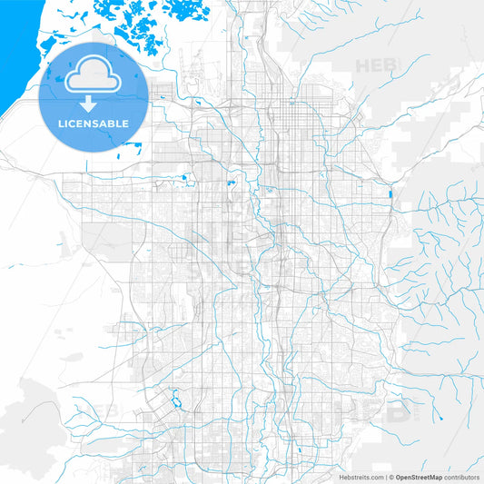 Rich detailed vector map of Taylorsville, Utah, USA