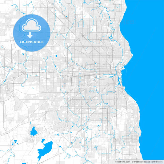 Rich detailed vector map of West Allis, Wisconsin, USA