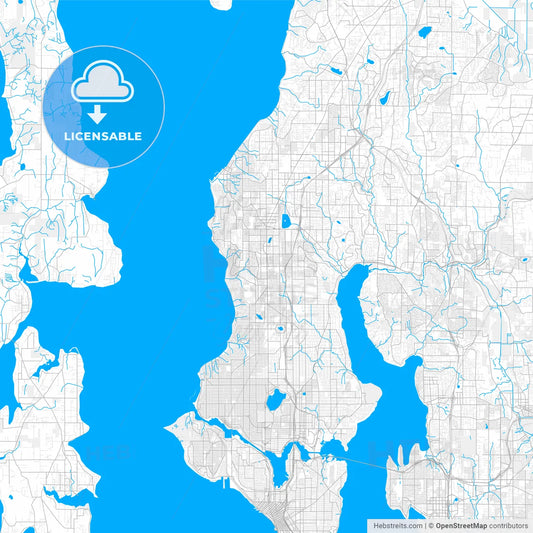 Rich detailed vector map of Shoreline, Washington, USA