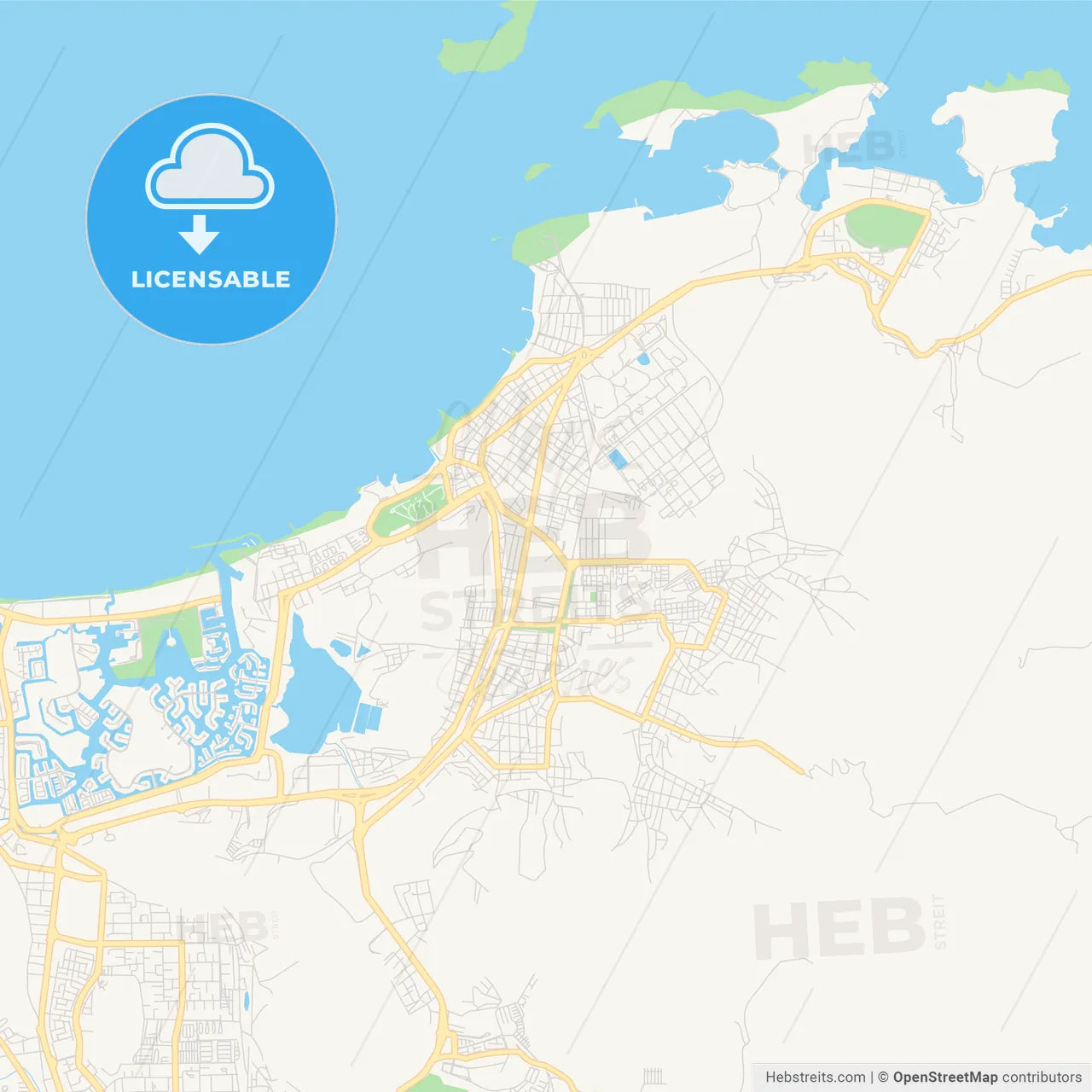 Printable street map of Puerto La Cruz, Venezuela
