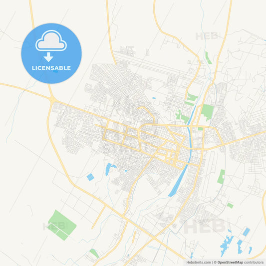 Printable street map of Piura, Peru