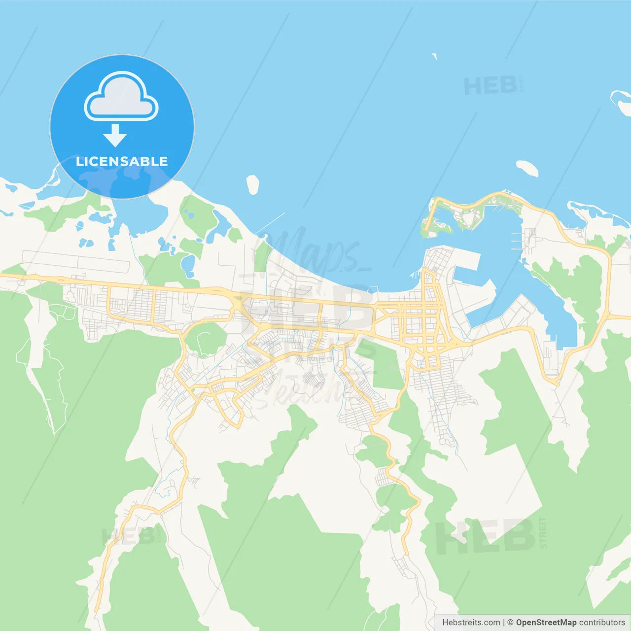 Printable street map of Puerto Cabello, Venezuela