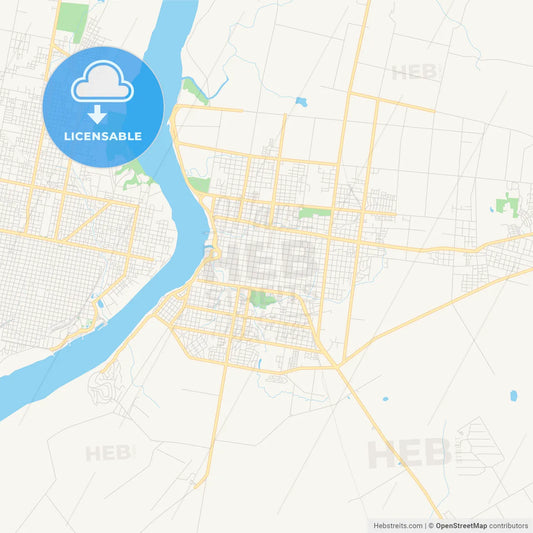 Printable street map of Salto, Uruguay
