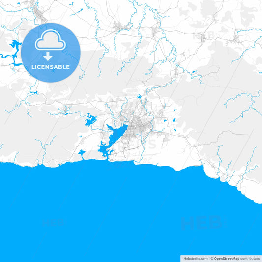 Rich detailed vector map of Santiago de Cuba, Santiago de Cuba, Cuba