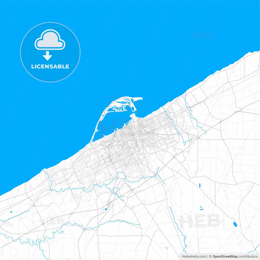 Rich detailed vector map of Erie, Pennsylvania, USA