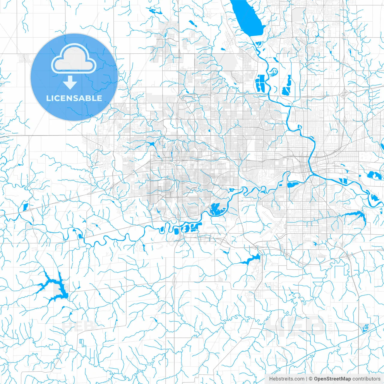 Rich detailed vector map of West Des Moines, Iowa, USA