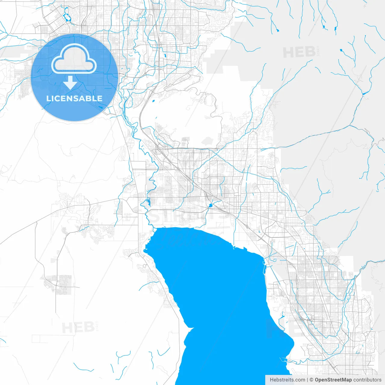 Rich detailed vector map of Lehi, Utah, USA