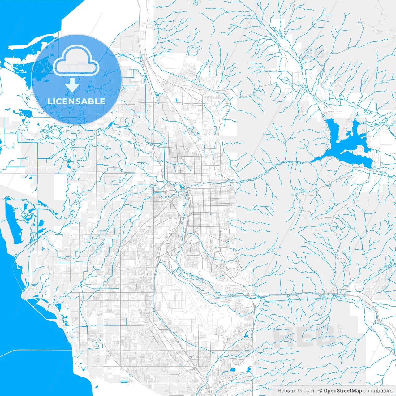 Rich detailed vector map of Ogden, Utah, USA