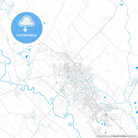 Rich detailed vector map of Bryan, Texas, USA