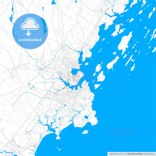 Rich detailed vector map of Portland, Maine, USA
