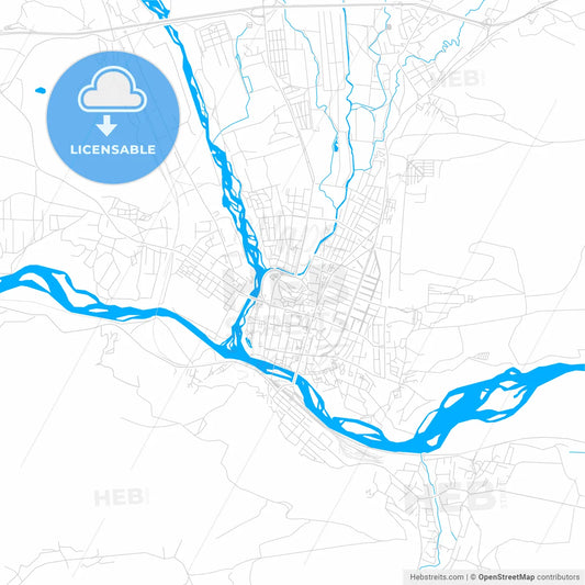 Gori, Georgia bright two-toned vector map