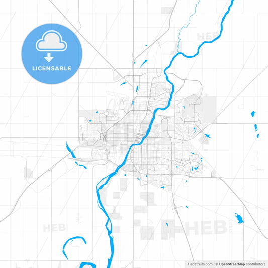 Rich detailed vector map of Saskatoon, Saskatchewan, Canada