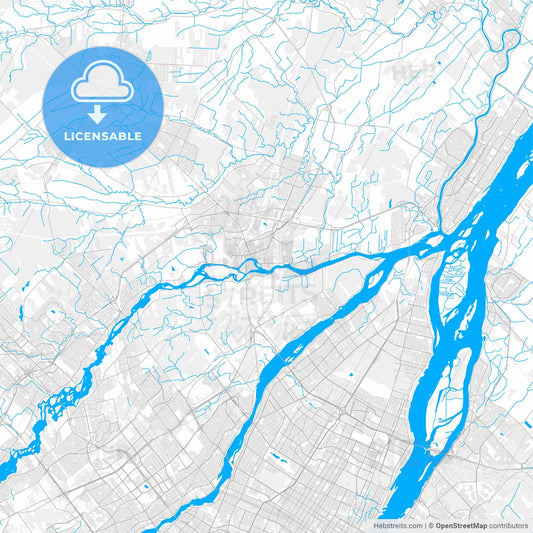 Rich detailed vector map of Terrebonne, Quebec, Canada