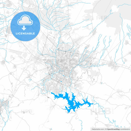 Rich detailed vector map of Puebla, Puebla, Mexico