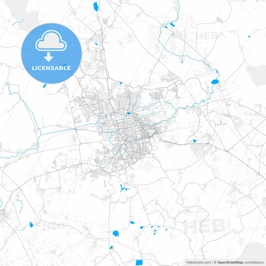 Rich detailed vector map of Querétaro, Querétaro, Mexico