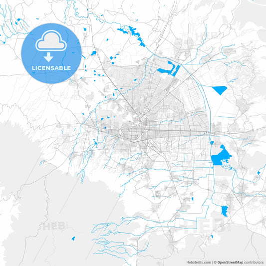 Rich detailed vector map of Toluca, México, Mexico