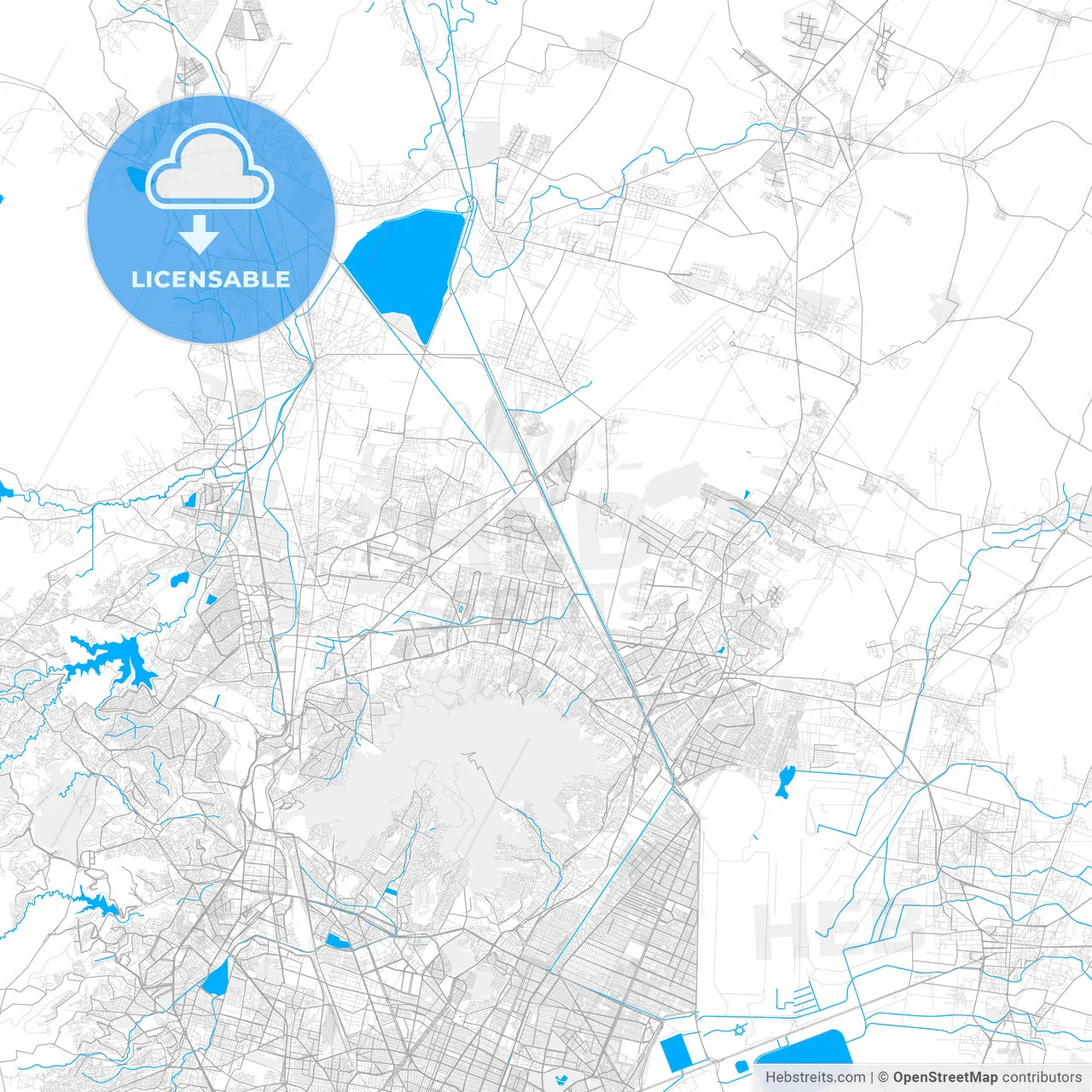 Rich detailed vector map of San Pablo de las Salinas, México, Mexico