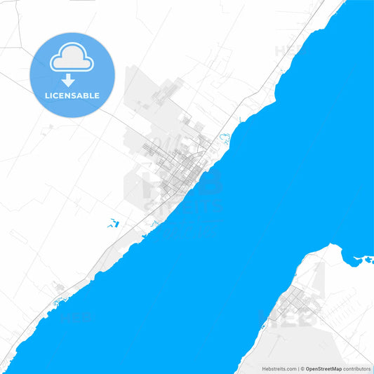 Rich detailed vector map of Playa del Carmen, Quintana Roo, Mexico