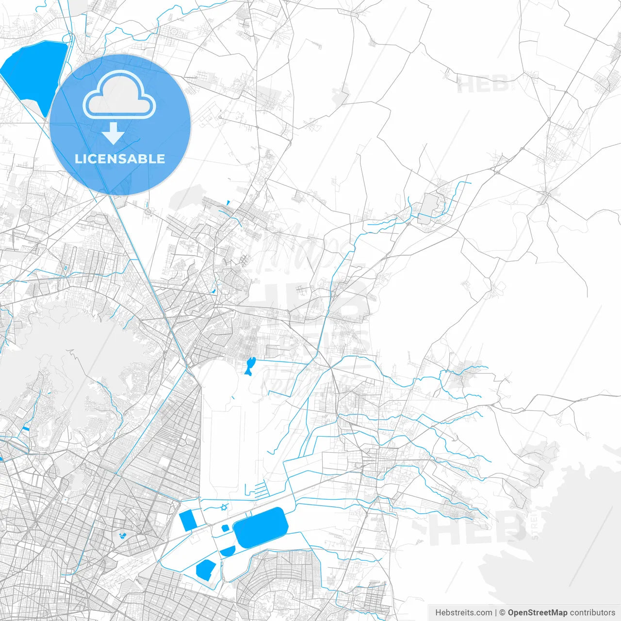 Rich detailed vector map of Tepexpan, México, Mexico