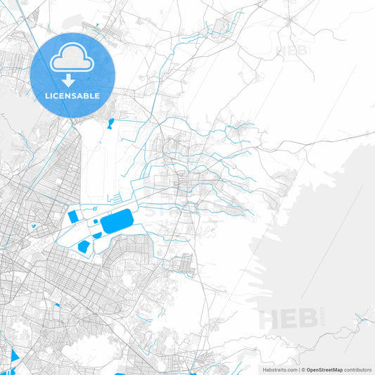 Rich detailed vector map of Texcoco, México, Mexico