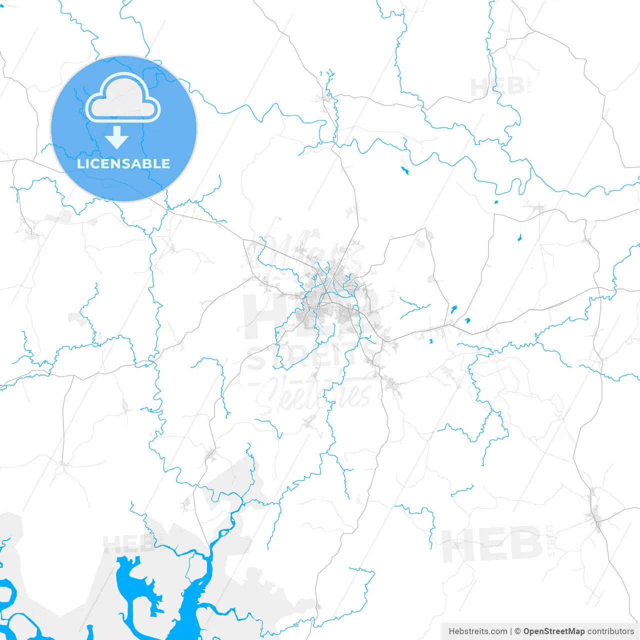 Rich detailed vector map of Santiago, Veraguas, Panama