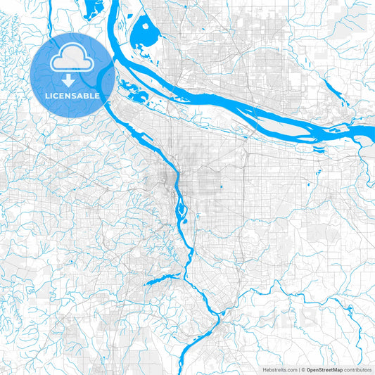 Rich detailed vector map of Portland, Oregon, U.S.A.