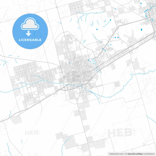 Rich detailed vector map of Odessa, Texas, USA