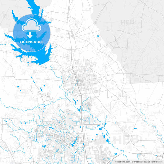 Rich detailed vector map of Conroe, Texas, USA