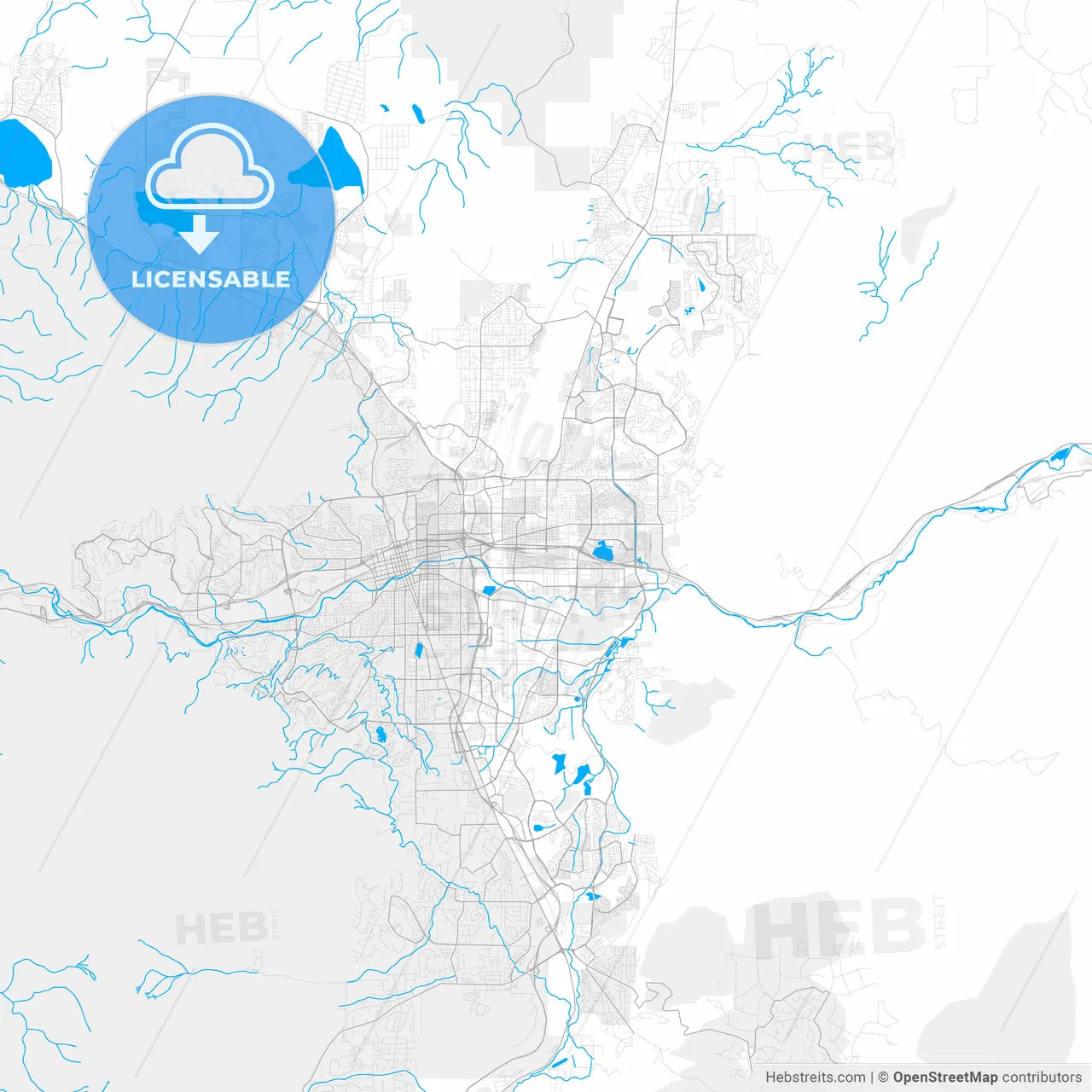 Rich detailed vector map of Sparks, Nevada, USA