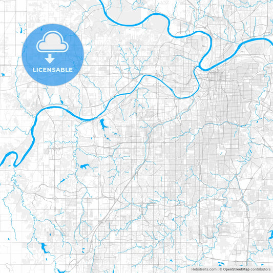 Rich detailed vector map of Shawnee, Kansas, USA