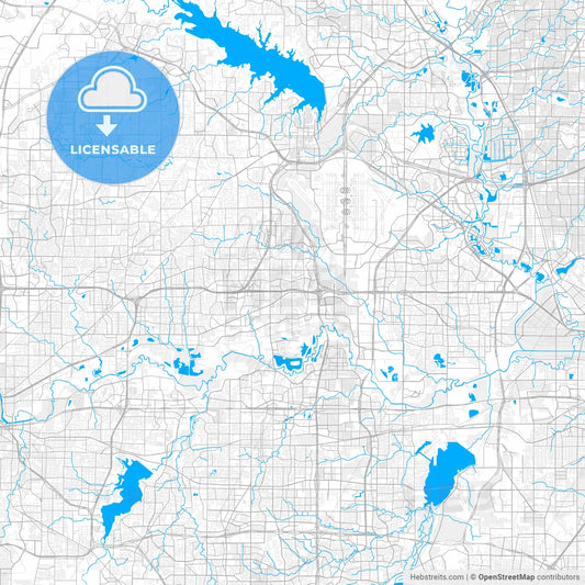 Rich detailed vector map of Euless, Texas, USA