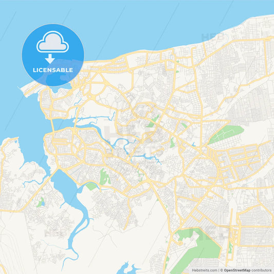 Printable street map of Sao Luis, Brazil