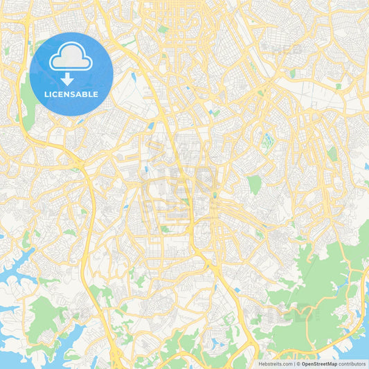 Printable street map of Sao Bernardo do Campo, Brazil