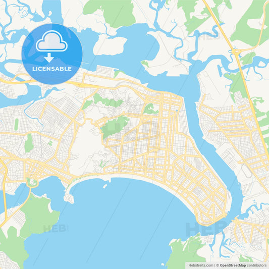 Printable street map of Santos, Brazil