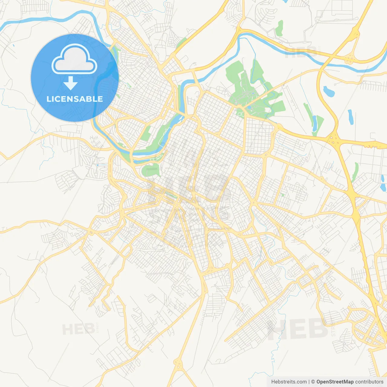 Printable street map of Piracicaba, Brazil